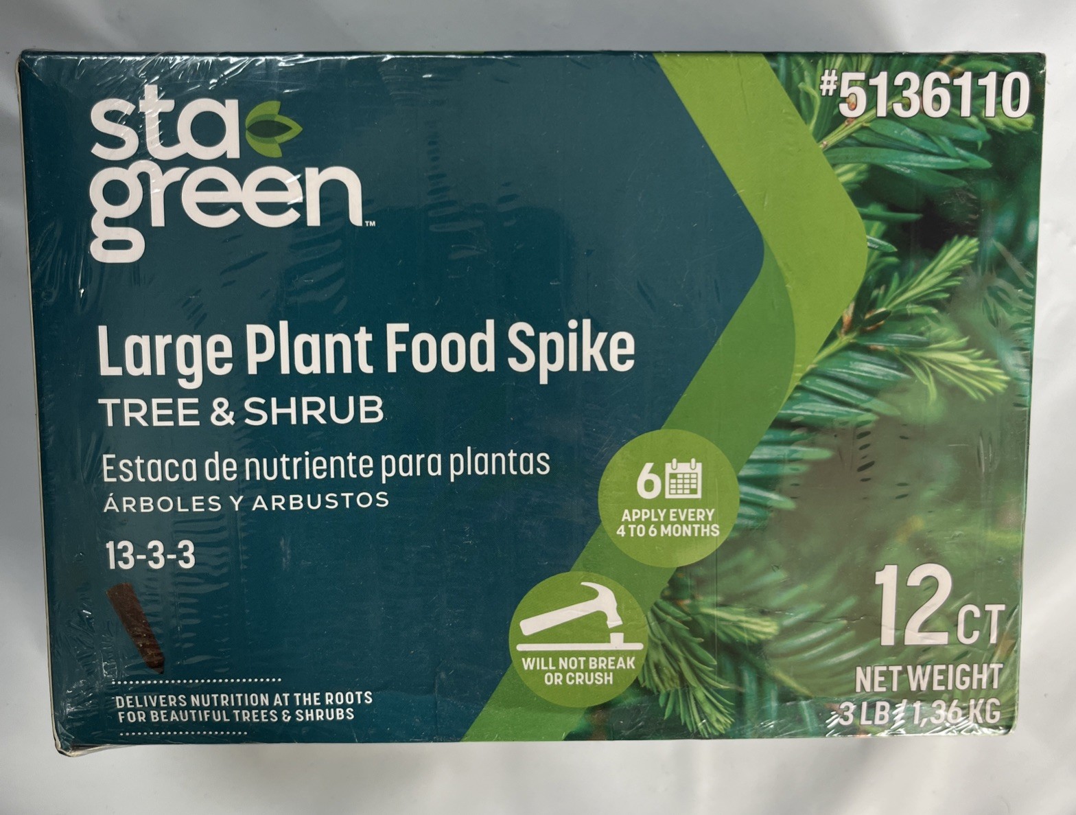 Sta-Green Large Plant Food Spike Trees & Shrubs Nutrition 12 Spikes 13-3-3 (2PK)