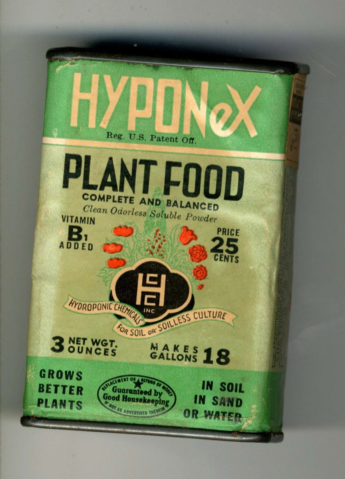 Hyponex Plant Food – Missouri Agricultural Experiment Station Stamp 1952 – Tin