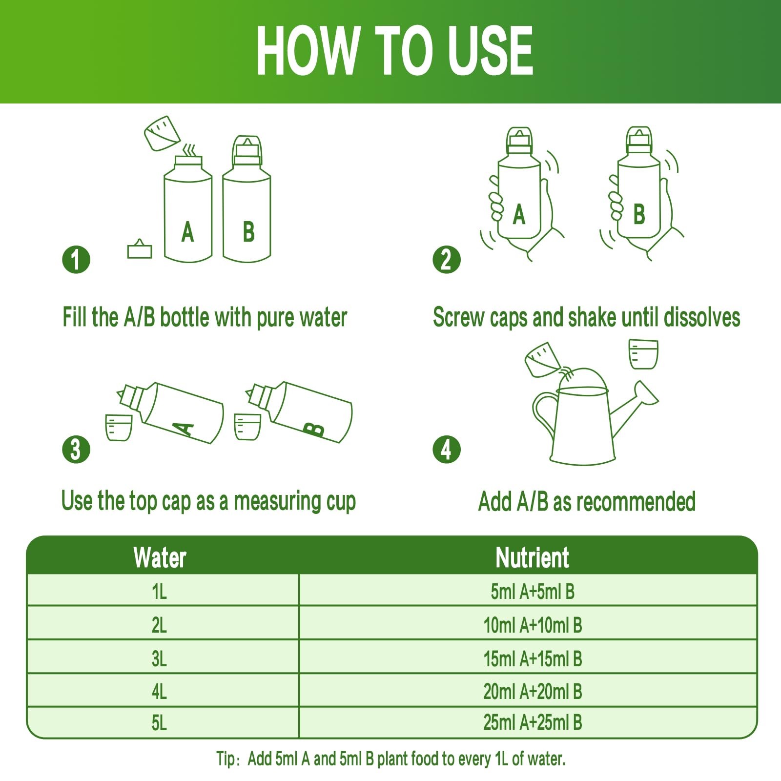 Hydroponic Nutrients a & B, 800Ml Plant Food for Indoor Growing System
