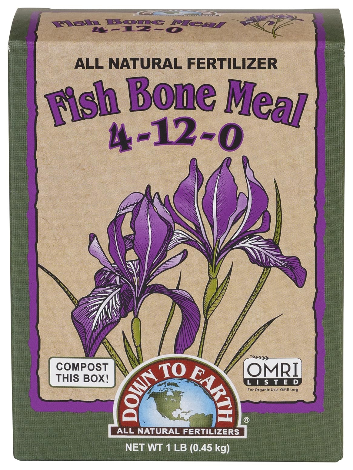 Organic Fish Bone Meal Plant Food 4-12-0 Granules 1 lb for Blooms, Bulbs, Roots,