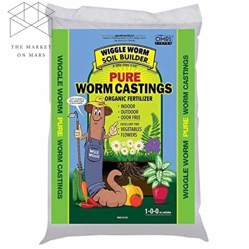 Wiggle Worm Pure Organic Worm Castings – All-Natural Fertilizer (12 Lbs)