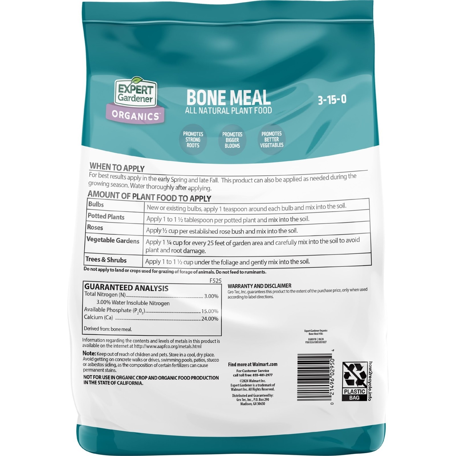 Bone Meal Plant Food Organic Nutrients Pure Formula 3-15-0 Fertilizer 4 lb