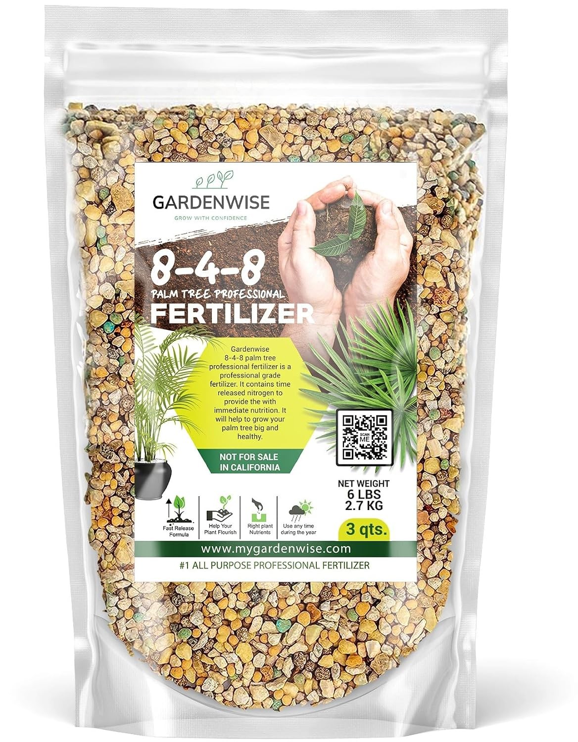 8-4-8 Professional Palm Tree Fertilizer Plant Food for Indoor Potted Plants and