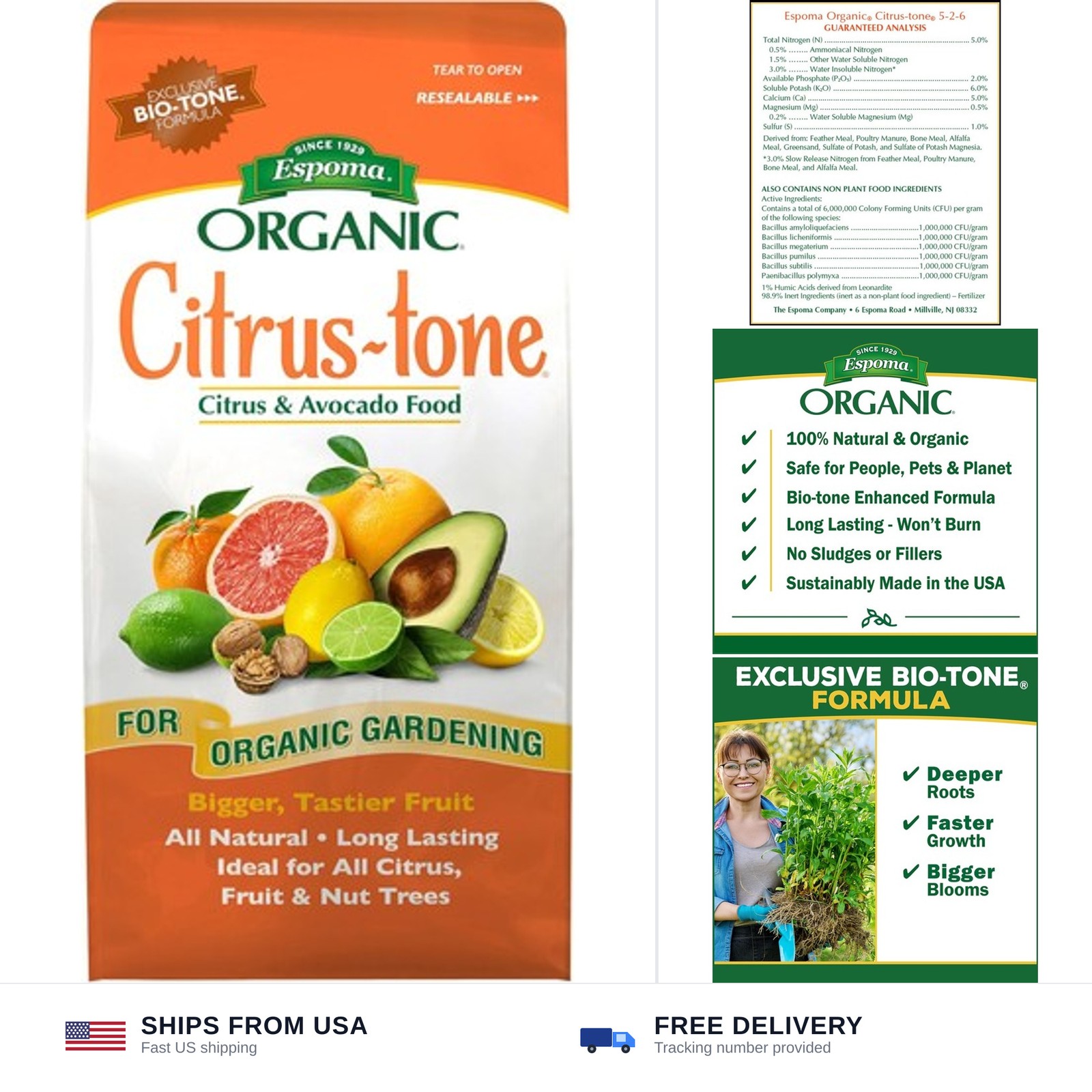 Espoma Organic Citrus-Tone 5-2-6 Natural & Organic Fertilizer and Plant Food …