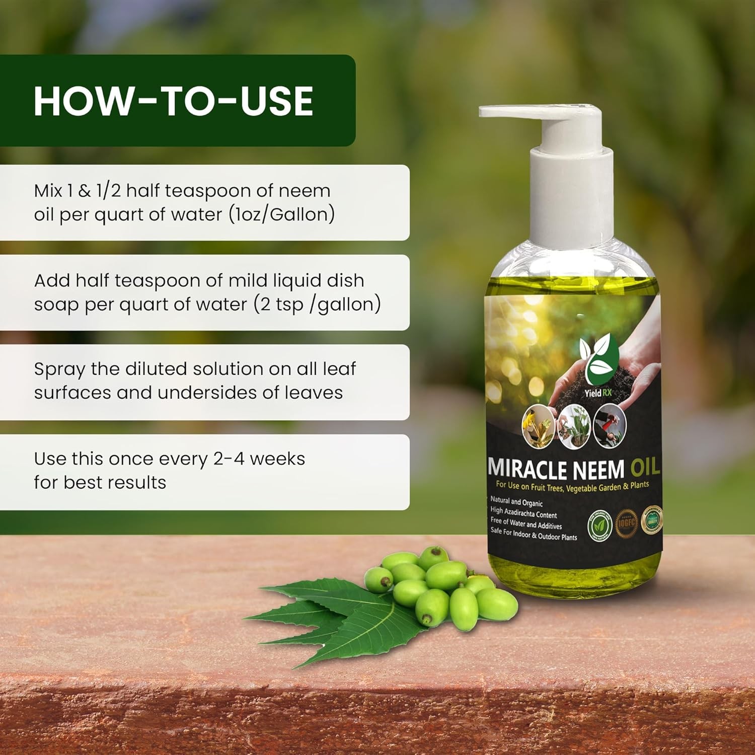 Yield RX 100% Pure Cold Pressed Neem Oil for Indoor & Outdoor Plants, Vegetables