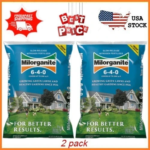 NEW Milorganite Long Lasting All Purpose Lawn Food, 6-4-0 Fertilizer,32 lb – 2P