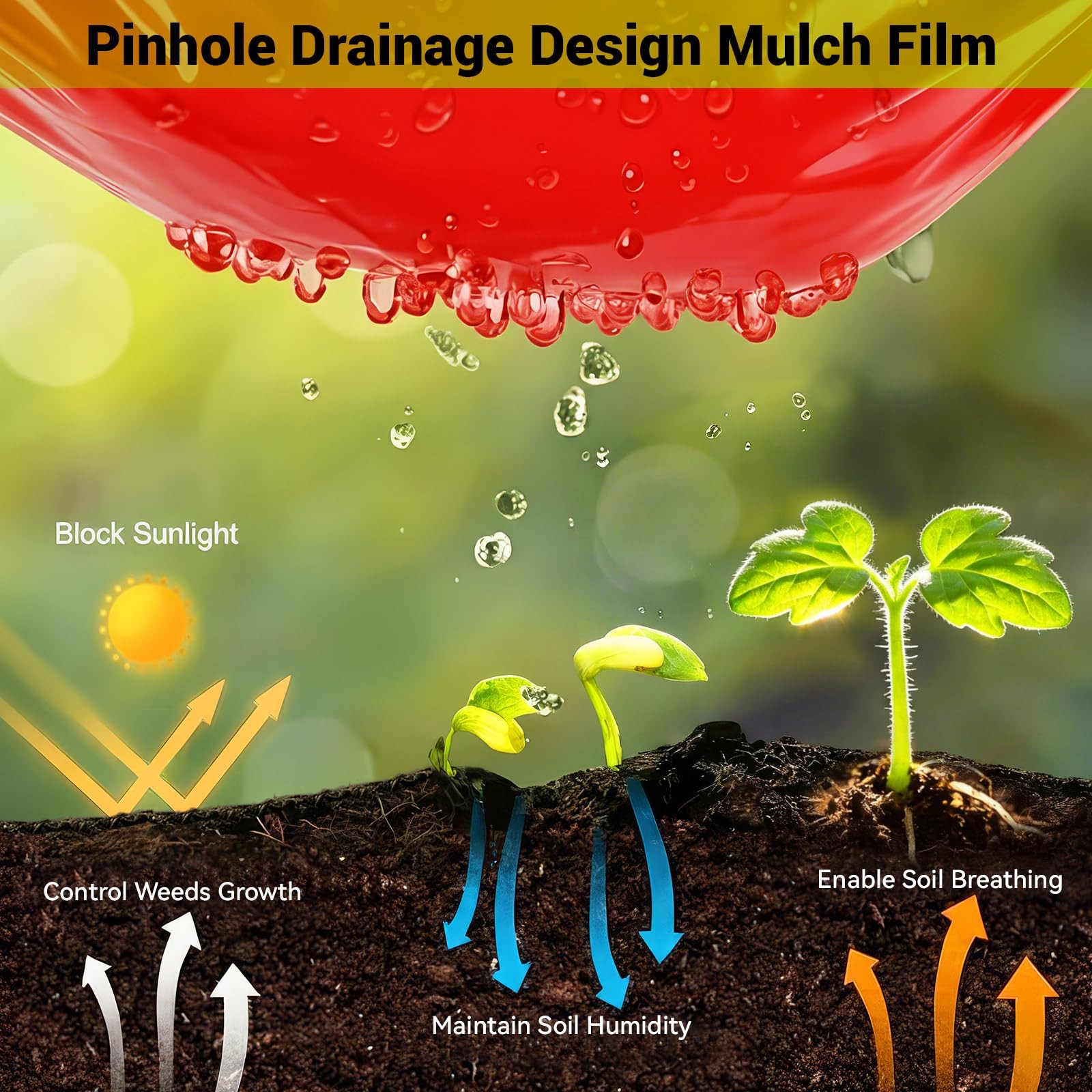 4 Mil Red Plastic Mulch, 4 X 50 Ft Garden mulch, mulch