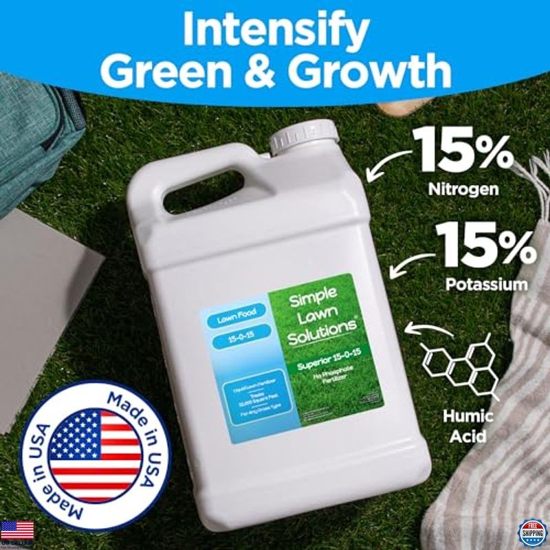 15-0-15 Liquid Lawn Fertilizer – All Season Grass Food, 2.5 Gallons Concentrate