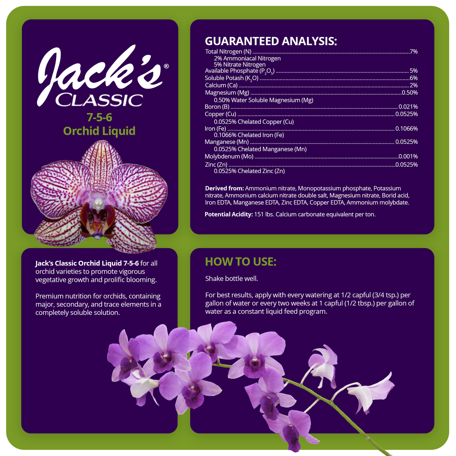 Jack’s Classic 7-5-6 Orchid Liquid Concentrated Fertilizer, 8 fl oz