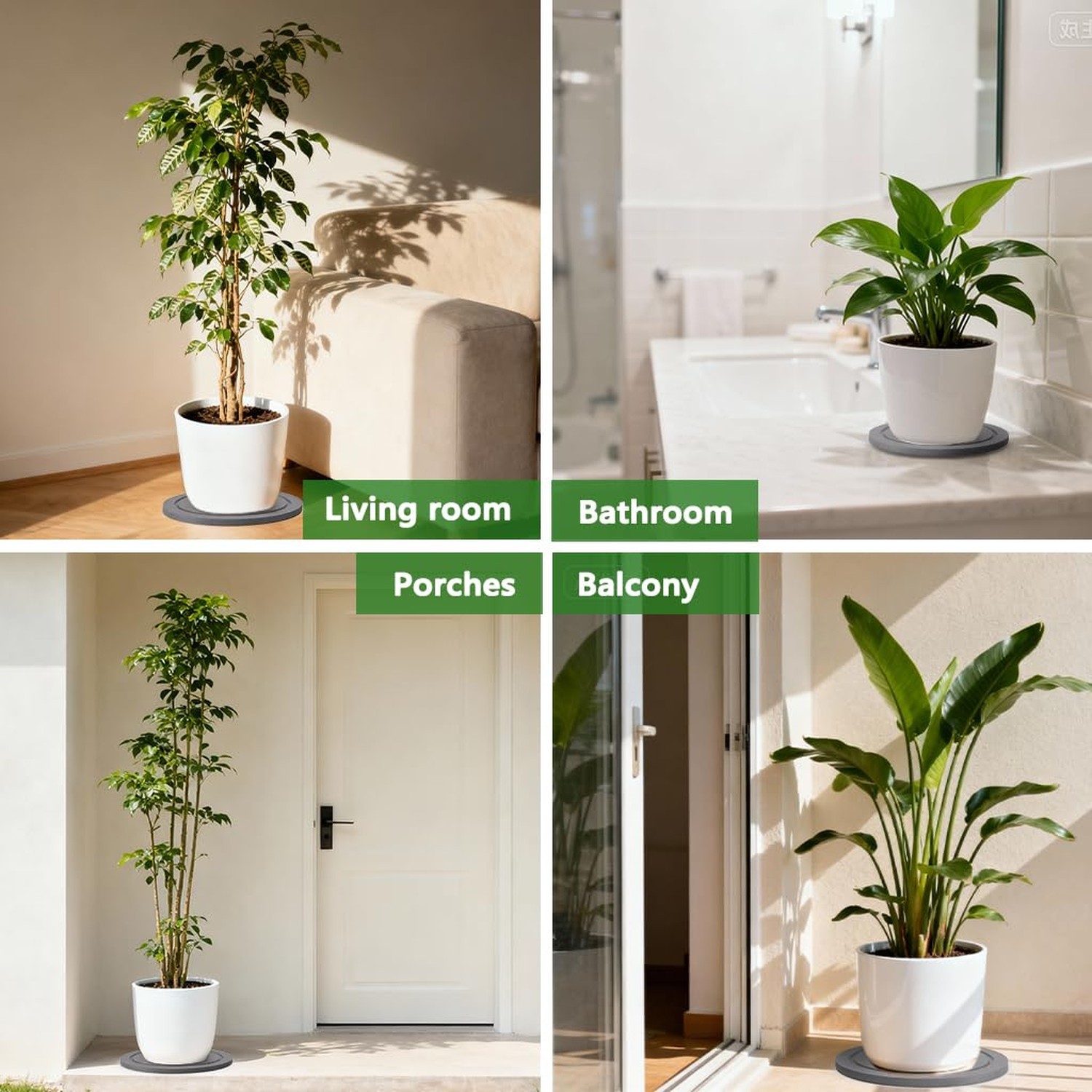 Plant Saucer for Indoors, 2 Pack 8 Inch, Instantly Dry Diatomaceous Earth Pla…