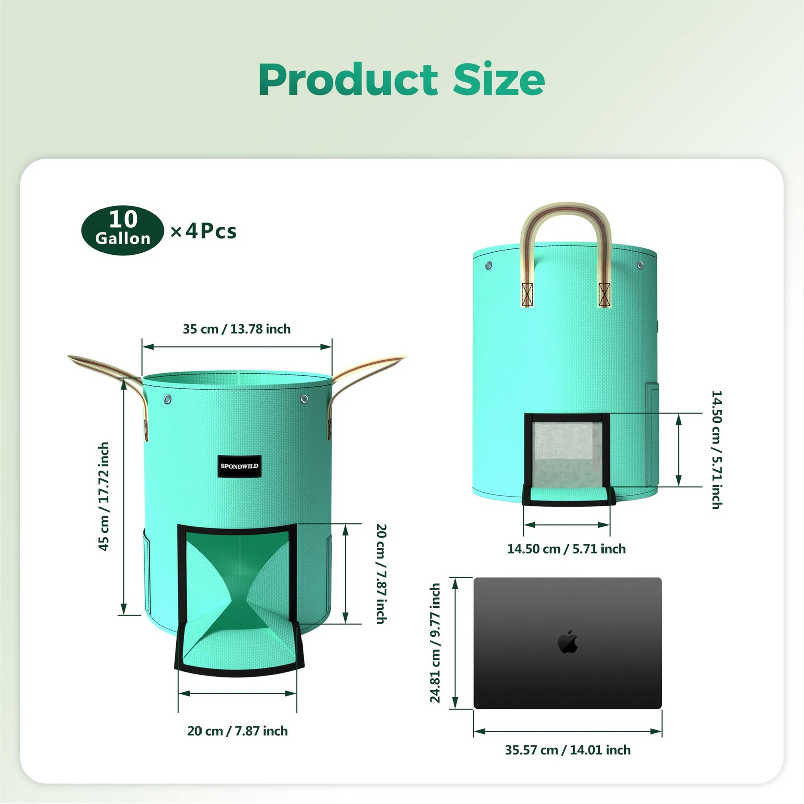 4 Pack 10 Gallon Potato Grow Bags, PE Garden Planter Bag with Breathable Scre…