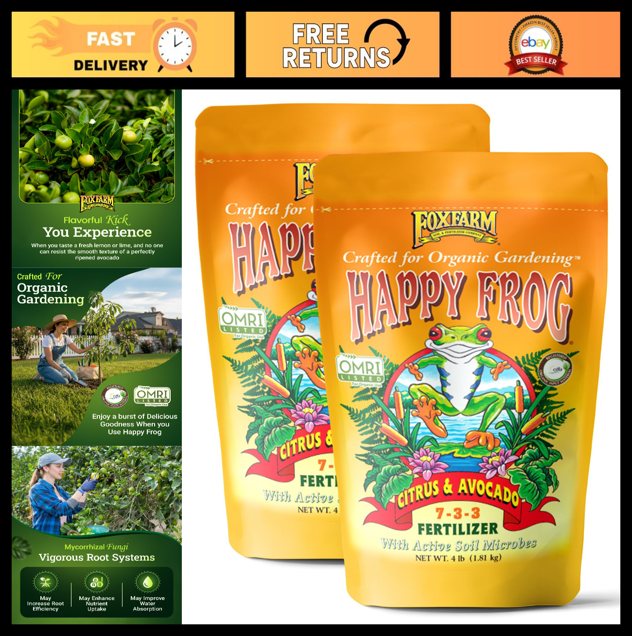 Citrus & Avocado Fertilizer – OMRI Listed, Slow-Release Nitrogen, Calcium, Sulfu