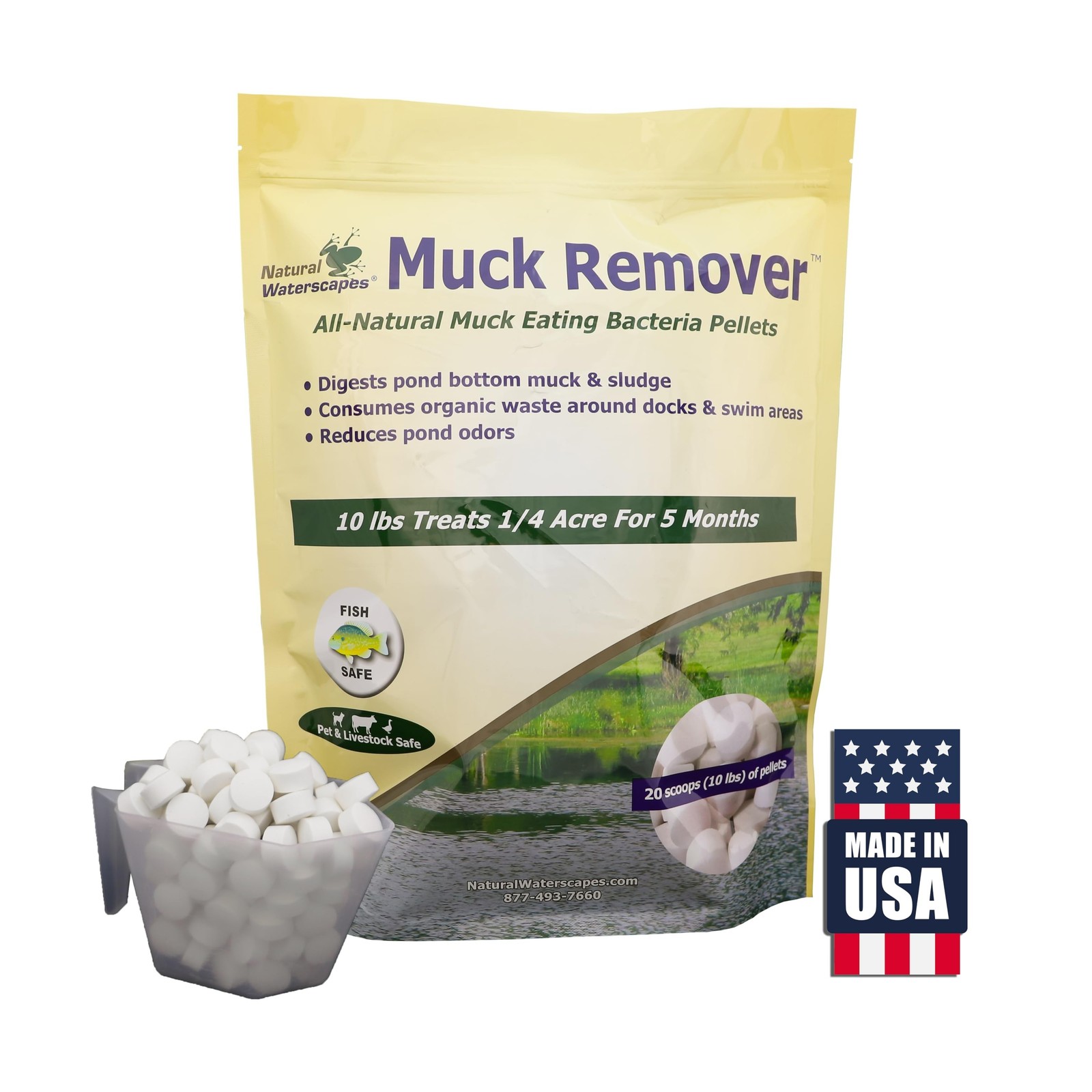 Muck Remover Pellets 10 lb Pond Tablets Treat 2.5 Acres | 10 Pounds