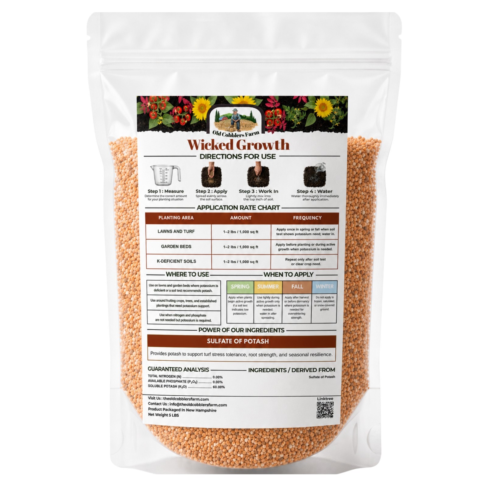 Old Cobblers Farm™ Wicked Growth Potassium Fertilizer Sulfate of Potash Garden