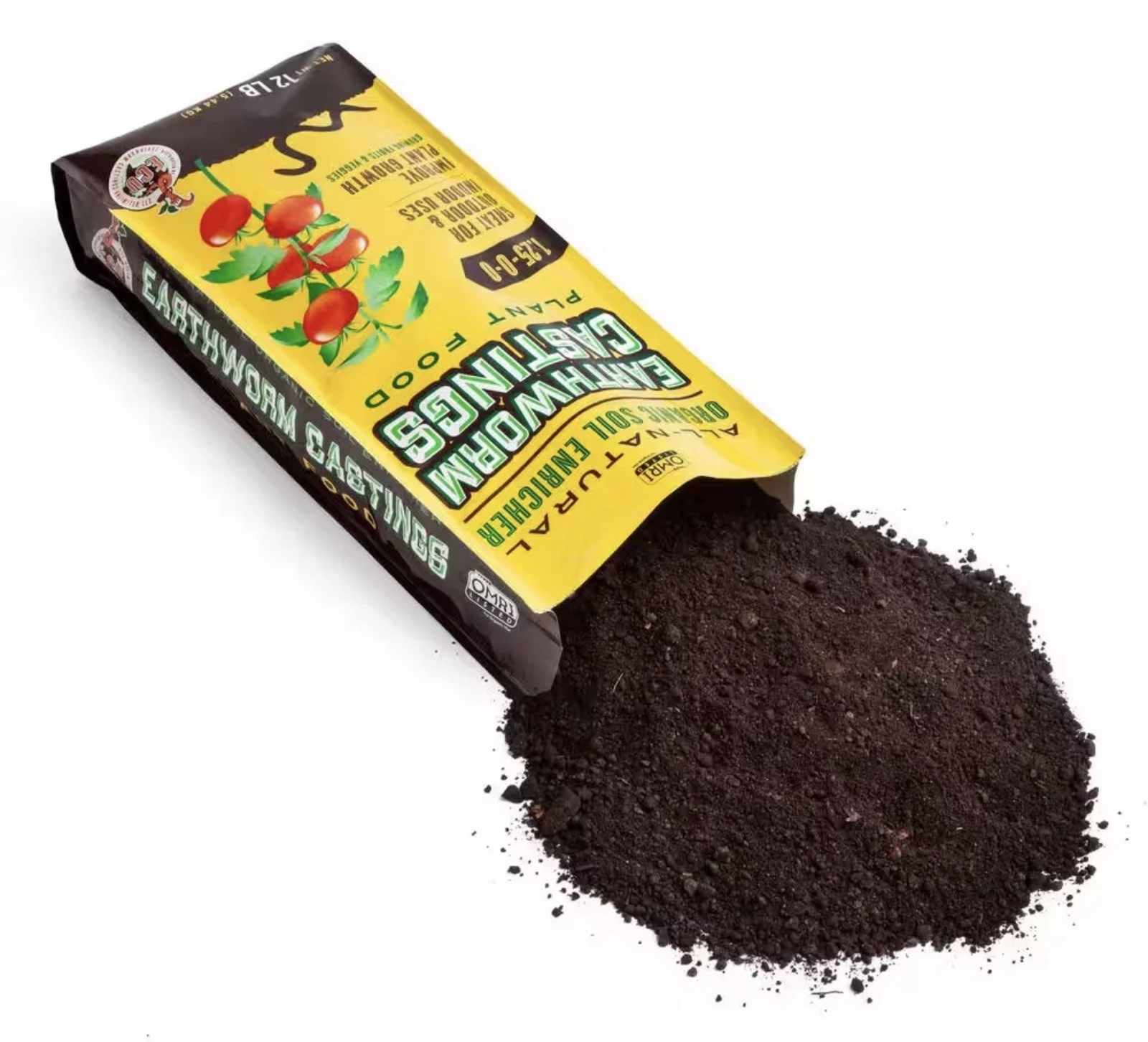 12 Lbs. Bag Earthworm Castings…ALL Natural Plant Food…Improves plant Growth.