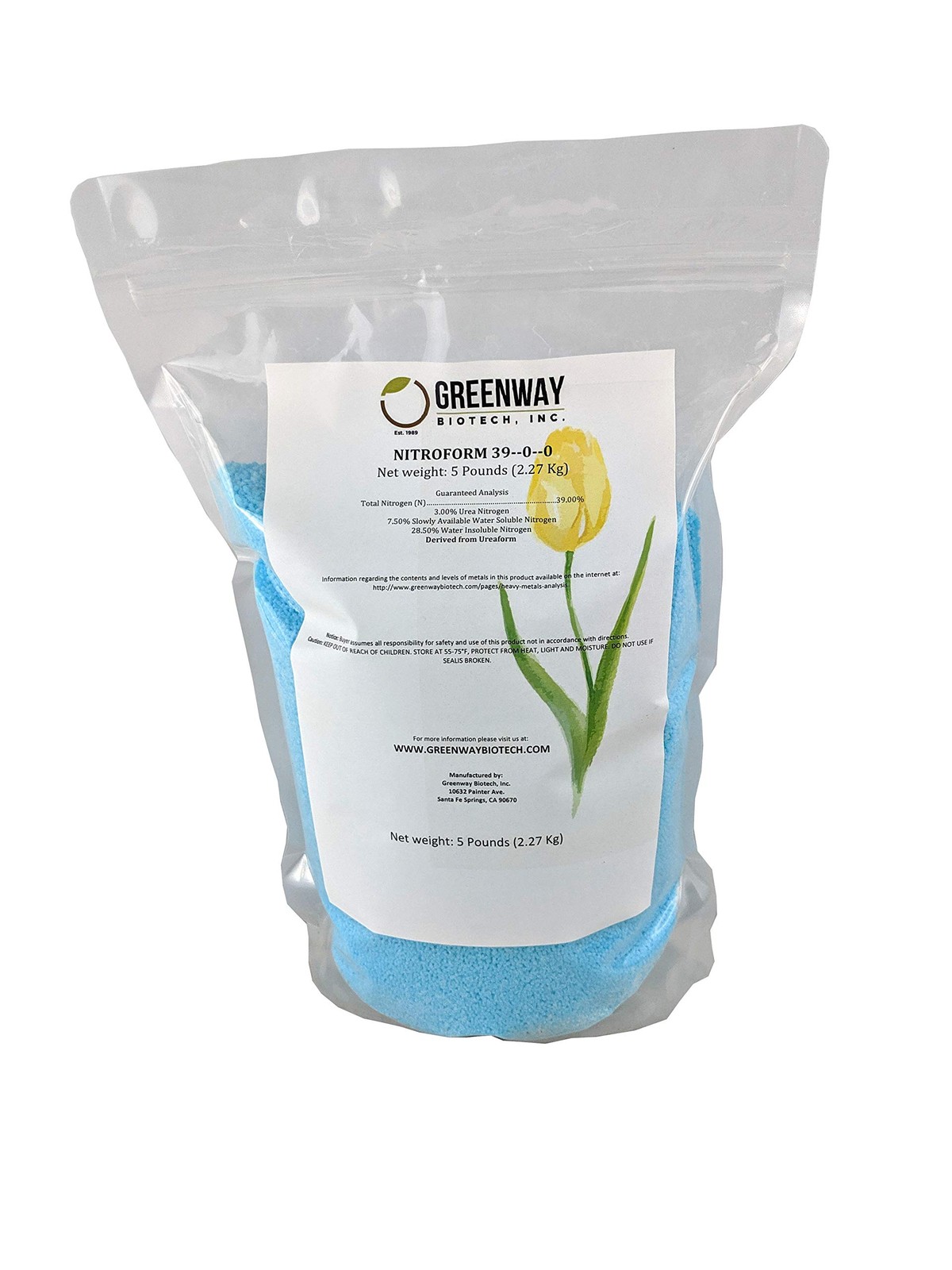 Greenway Biotech Nitroform 39-0-0 Slow Release Nitrogen Fertilizer – 5 Pounds