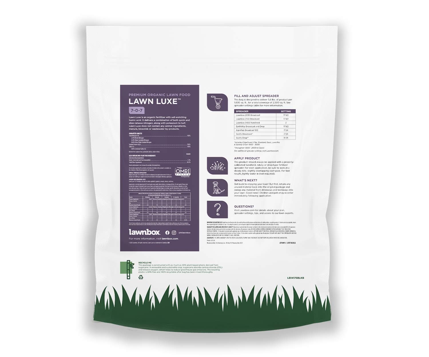 Lawn Luxe 7-0-7 100% Organic Summer Grass Fertilizer 14 lb Bag Covers 2,500 s…