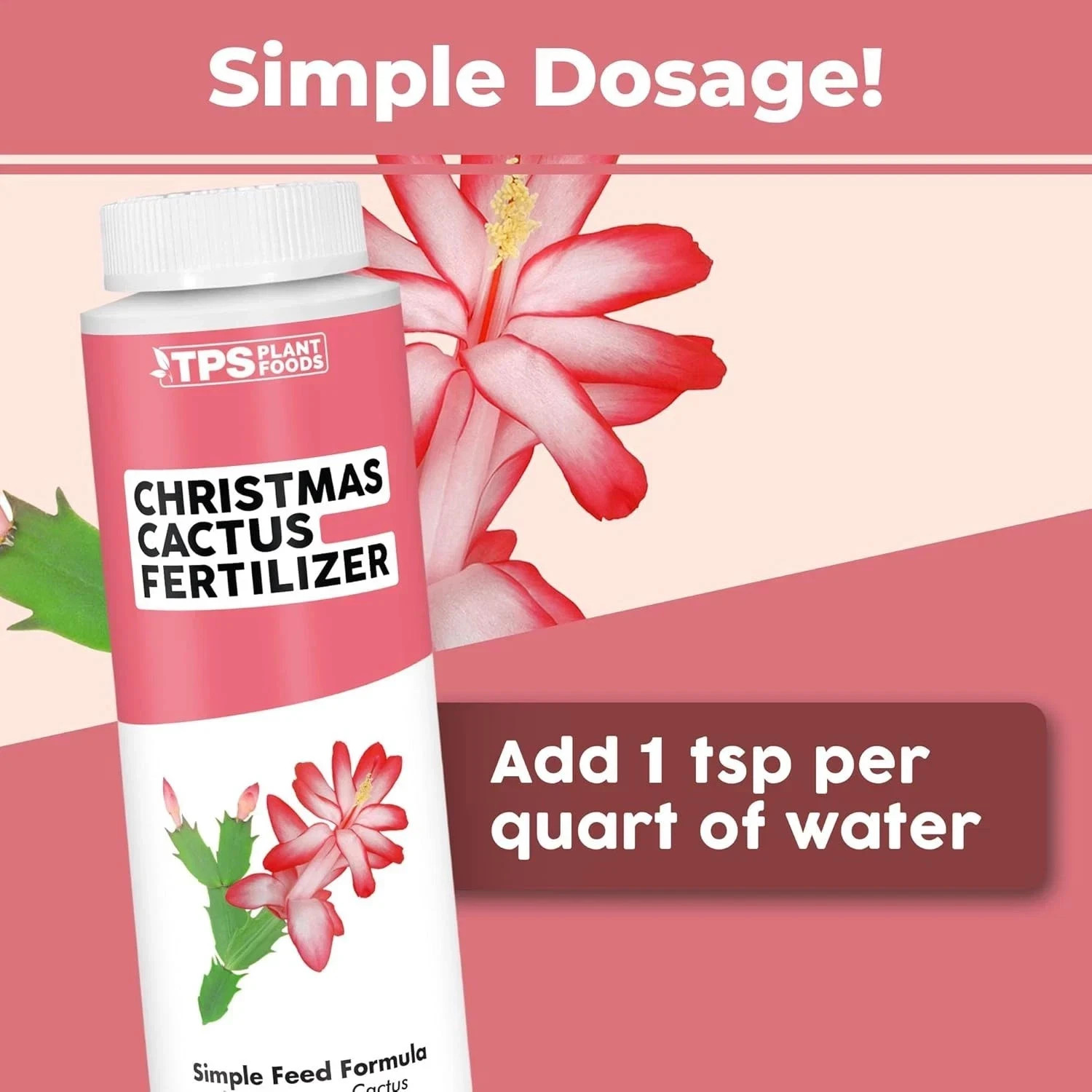 TPS NUTRIENTS Christmas Cactus Fertilizer for All 8 oz (1/2 Pint)