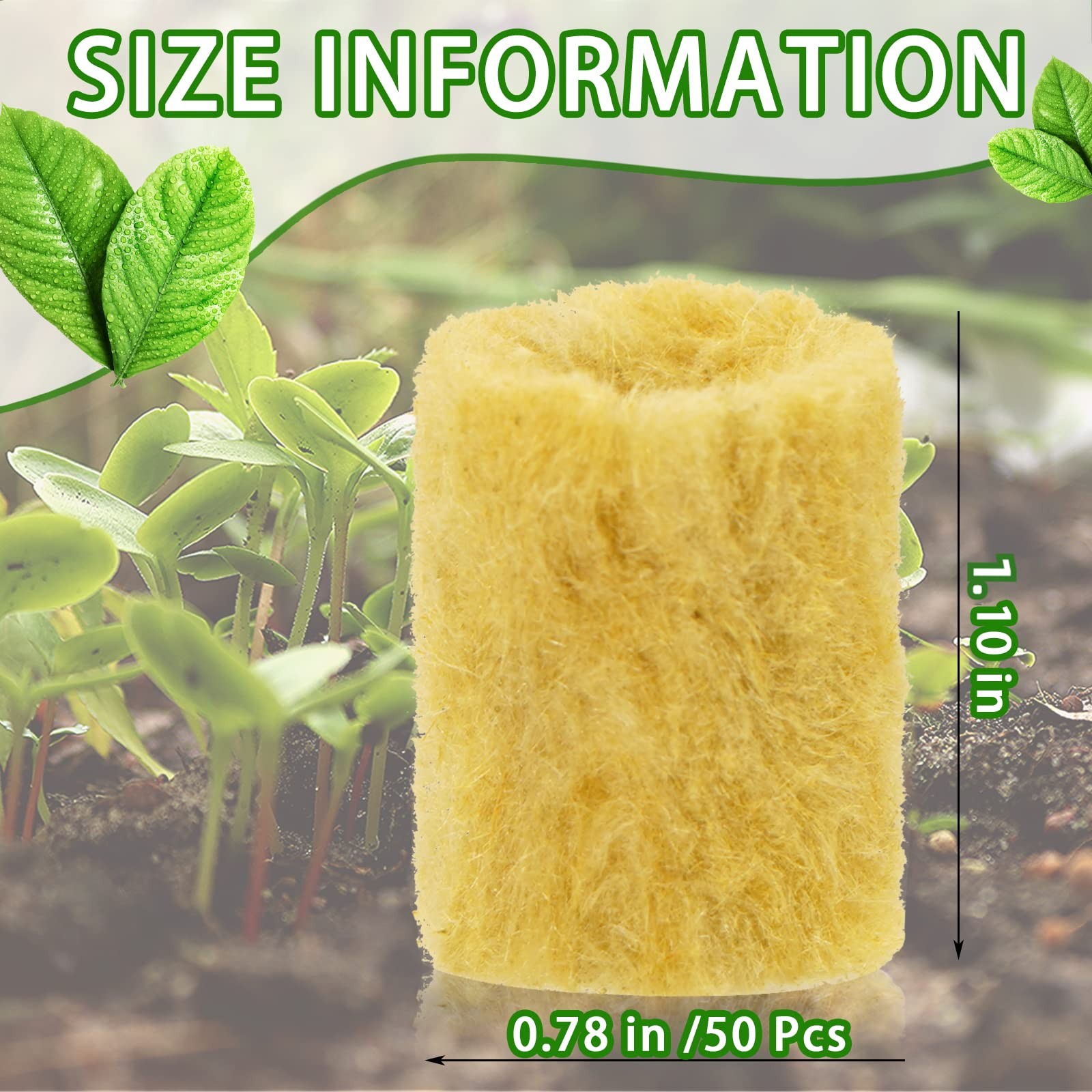 50 Pcs Round Rockwool Starter Plugs, 0.7 x 1 Inch Rockwool Grow Plugs Hydropo…