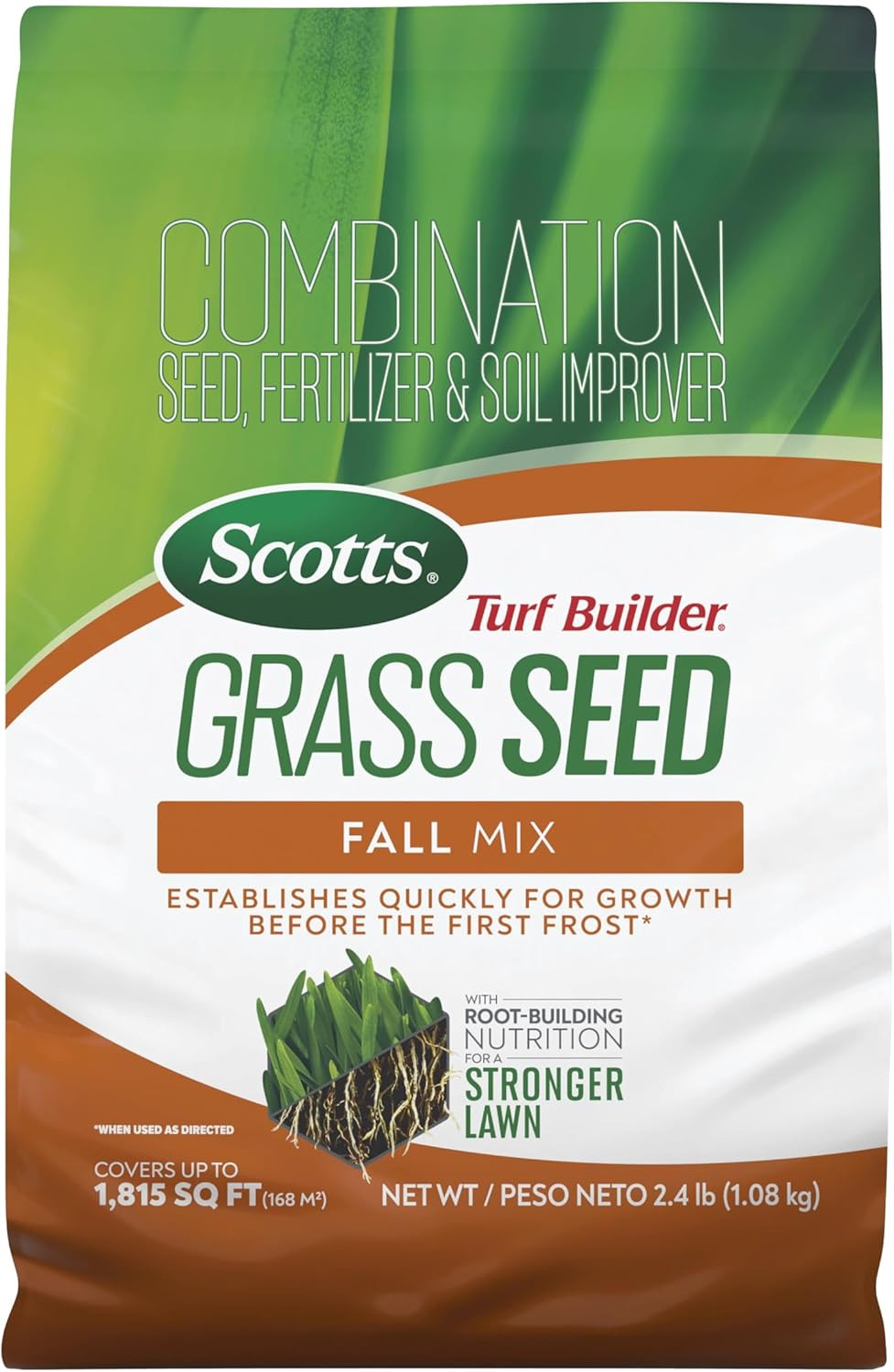 Scotts Turf Builder Grass Seed Fall Mix, 2.4 Lbs. | Grass Seed plus Lawn Fertili