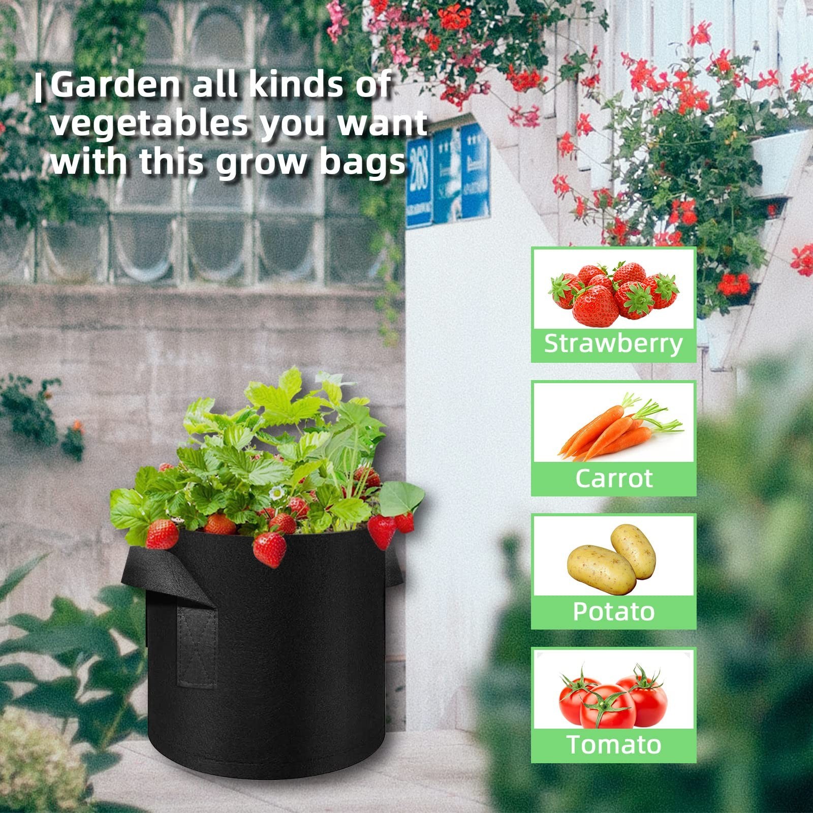 5 Gallon Grow Bags 90-Pack Garden Plant Aeration Fabric Pots with Handles Non…