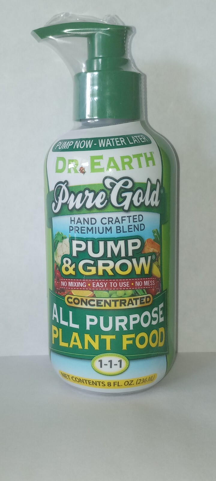 DR. EARTH PUMP & GROW PURE GOLD ALL PURPOSE PLANT FOOD 1-1-1, 8oz