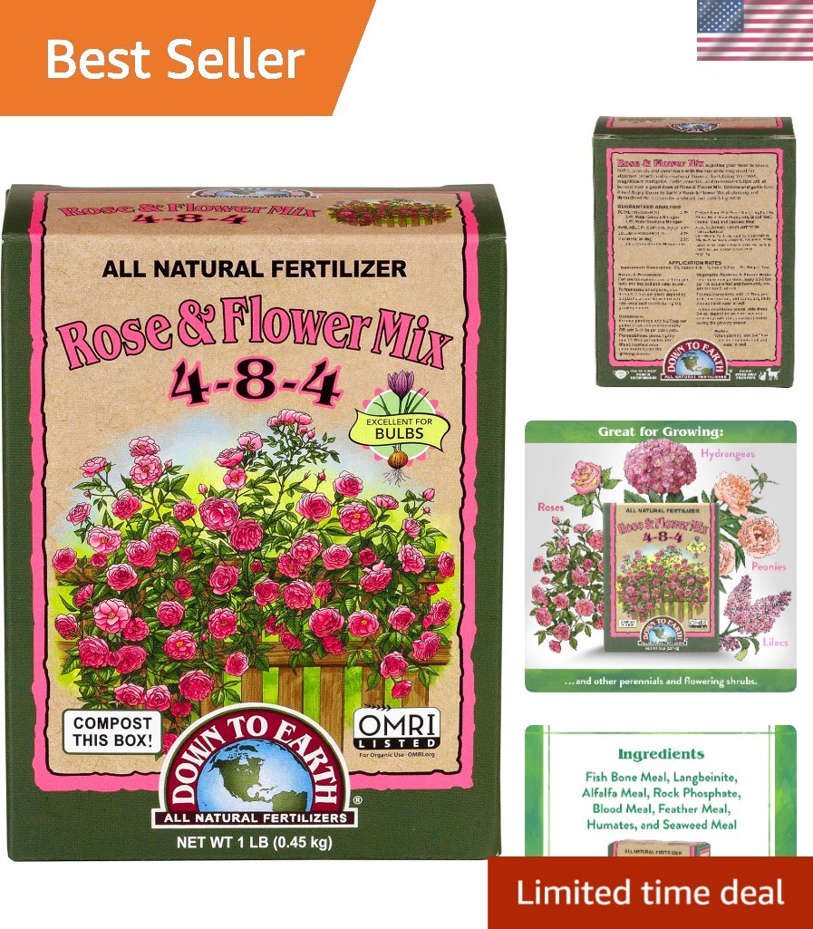 All-Natural 1 lb Organic Flower Mix Fertilizer for Vibrant Roses & Perennials